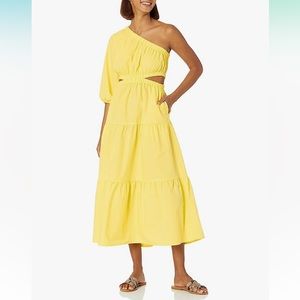 One shoulder cut out tiered midi dress